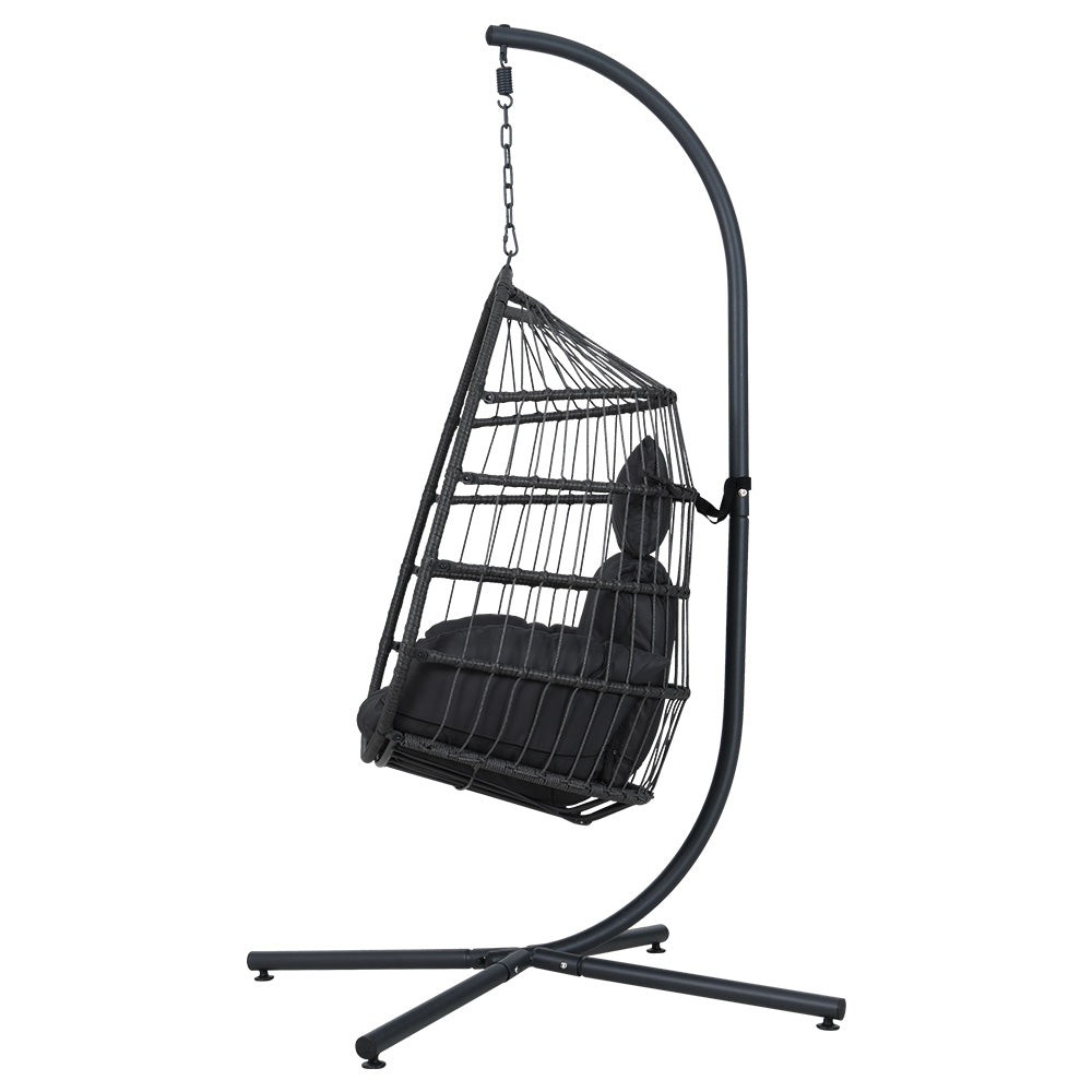 Portsea Deluxe Egg Swing Chair With Stand - Grey